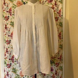 Ralph Lauren White Linen Blouse with pleat detail
